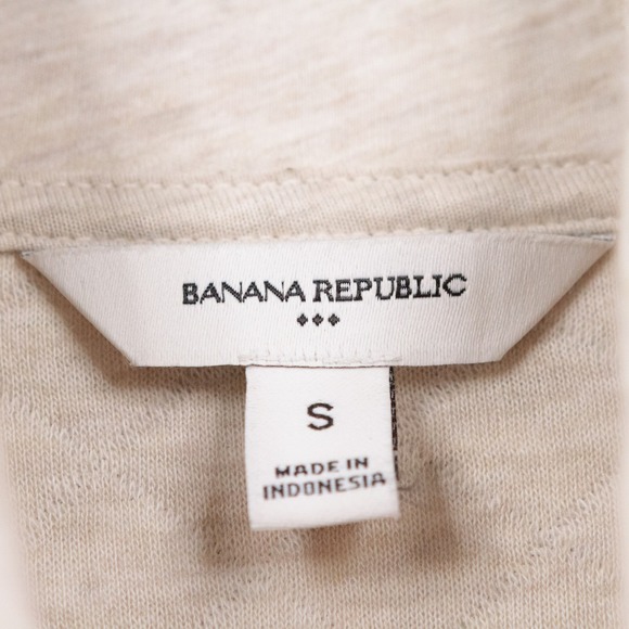 BANANA REPUBLIC Quilted Quarter Zip Sweatshirt Beige Oatmeal Heather Sz S - Picture 6 of 6